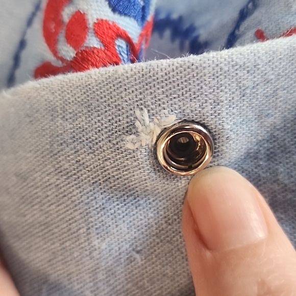 Vintage DORDADOS AZTECA Embroidered Denim Button Down Top 38 - Picture 6 of 6